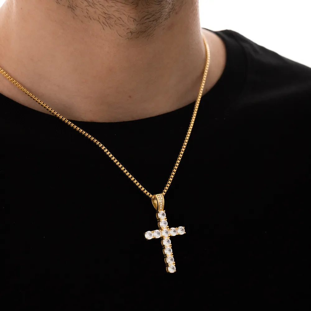 ICED CROSS PENDANT - GOLD