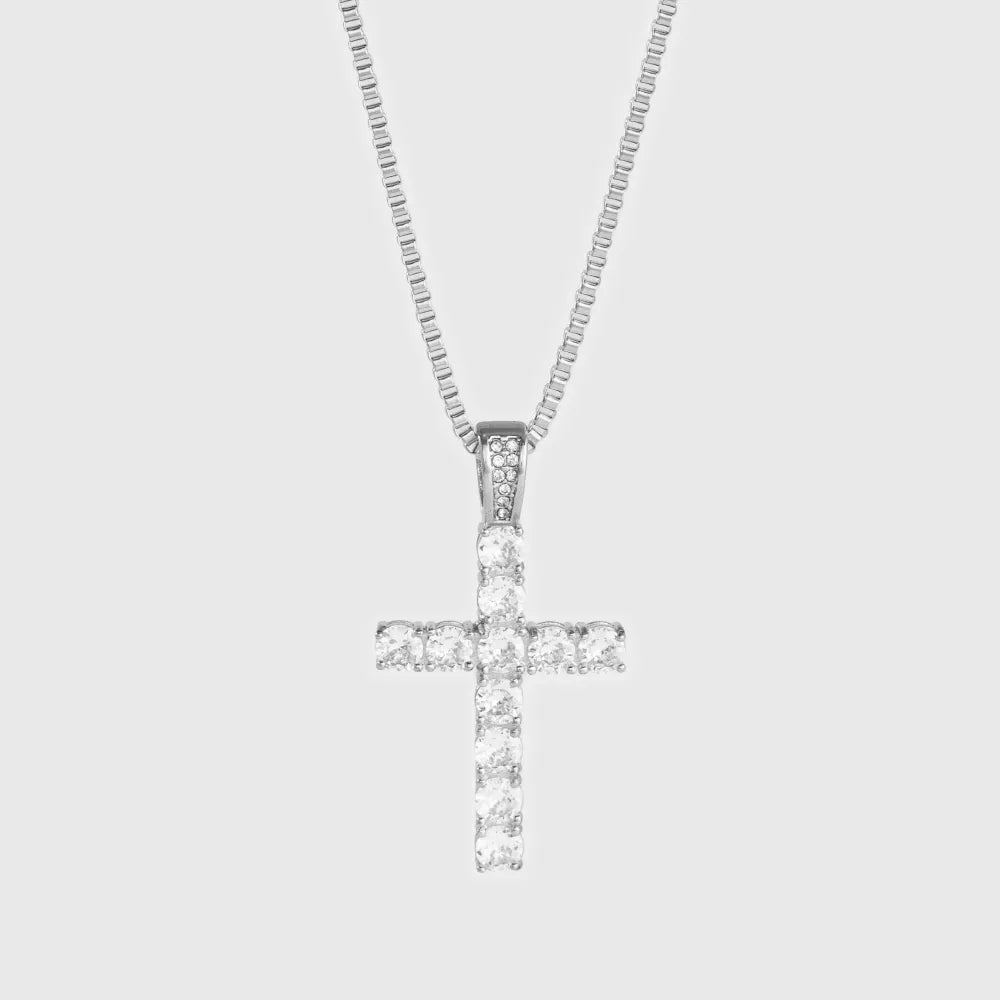 ICED CROSS PENDANT - SILVER