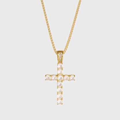 ICED CROSS PENDANT - GOLD