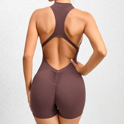 SLEEVELESS UNITARD - BROWN